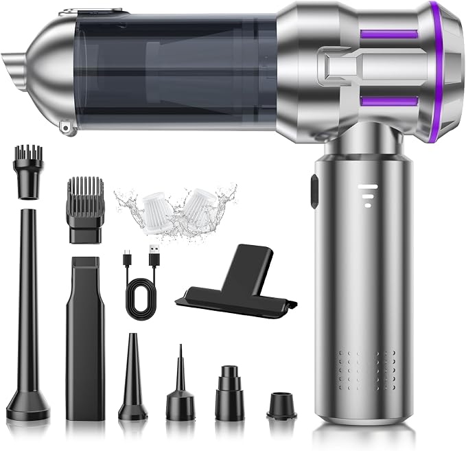 Handheld Vacuum Cleaner, 28000Pa 4 in 1 Handheld Vacuum Cordless, One-Touch Dust Removal, 3 Speeds Brushless Motor Mini Vacuum, Car Vacuum Portable Cordless for Office, Home, Kitchen, Car, Pet Hair