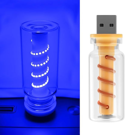 USB Light for Car, Touch Dimmable Retro Interior Lamp LED Ambient Lighting, Portable Mini Glass Bottle LED Bulb Night Light for Vehicle Bedroom Hallway Camping Holiday Decoration (Blue)