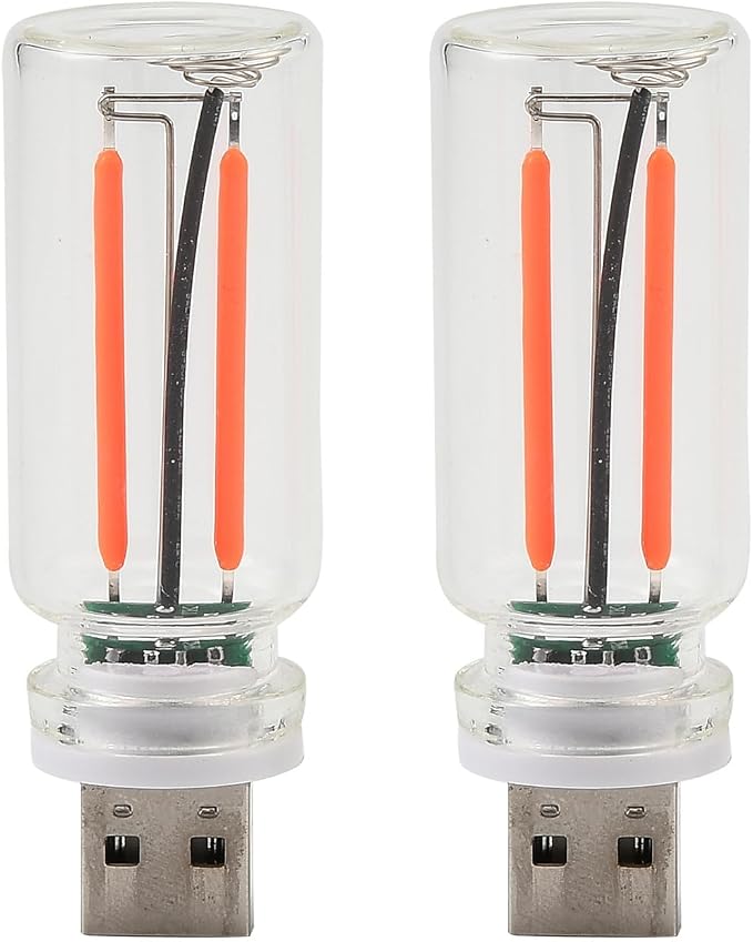 JSCARLIFE 2 PCS Car USB Ambient Lights, Touch Dimmable Car Interior Ambient Lights, 4-Level Brightness Mini Retro Glass Bottle Lamp Decorations for Car/Bedroom/Study (Red)