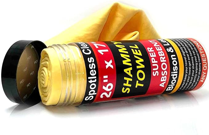 Premium Shammy Cloth for Car Drying - 1pk(26”x17”) - Super Absorbent Synthetic Chamois Towels for Car - Reusable Car Drying Shammy - Scratch-Free Car Drying Towel(Yellow)