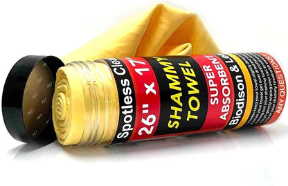 Premium Shammy Cloth for Car Drying - 1pk(26”x17”) - Super Absorbent Synthetic Chamois Towels for Car - Reusable Car Drying Shammy - Scratch-Free Car Drying Towel(Yellow)