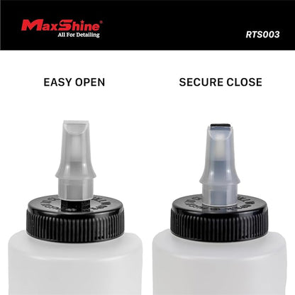 Maxshine 400ml Universal Dispenser Bottle – Self-Cleaning Cap Squeeze Bottle Auto Accessory for Compound, Polish, Wax & Sealant – Chemical-Resistant HDPE, Leak-Proof Easy-Flow Car Detailing (2-Pack)