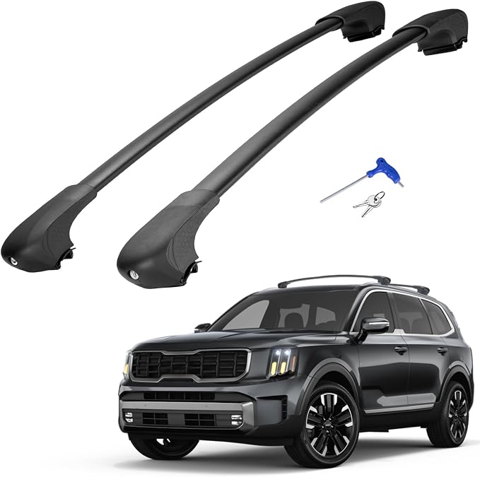 JOYTUTUS Lockable Roof Rack Cross Bars Compatible with Kia Telluride EX S SX SX-Prestige 2019-2026 (NOT FIT X-PRO X-LINE), Heavy Duty Aluminum Anti-Theft Roof Rails Crossbars Luggage Racks