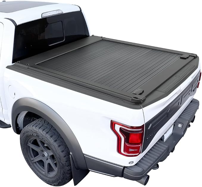 Syneticusa Retractable Hard Tonneau Cover for F-150 Ford 5.5 FT (2004-2026) | 2025 f150 Bed Cover | Lockable & Waterproof | No-Drill Install | Alternative to Hard Tri-Fold | 5-Year Protection Plan