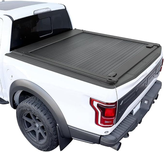 Syneticusa Retractable Hard Tonneau Cover for F-150 Ford 5.5 FT (2004-2026) | 2025 f150 Bed Cover | Lockable & Waterproof | No-Drill Install | Alternative to Hard Tri-Fold | 5-Year Protection Plan