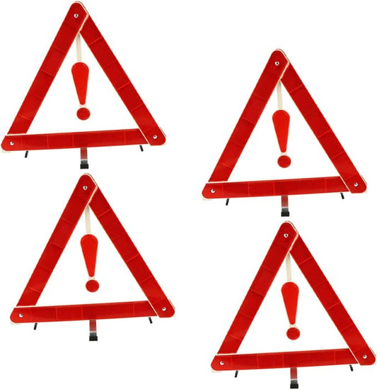 4pcs Adopted is Sturdy and Practical Triangle Warning Sign Car Warning Sign Road Safety Kit for