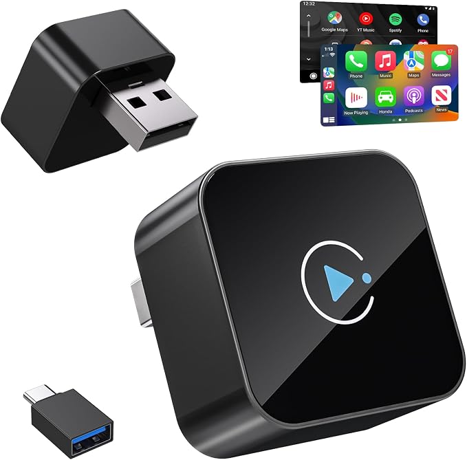 2026 Upgraded Wireless CarPlay Adapter, Fast, Stable Connection for iPhone & Android, Compact Plug-and-Play Dongle for CarPlay & Android Auto