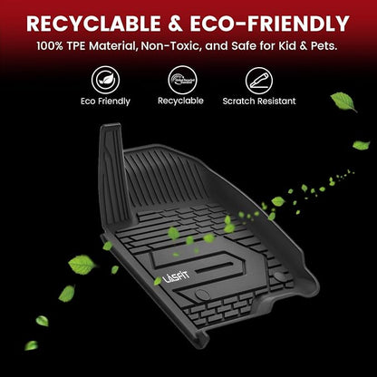 LASFIT Front Floor Mats 2019-2026 for Chevrolet Silverado/GMC Sierra 1500, Crew Cab/Double Cab, 2020-2026 Chevy Silverado/GMC Sierra 2500HD 3500HD, All Weather TPE Floor Liners, 1st Row Only
