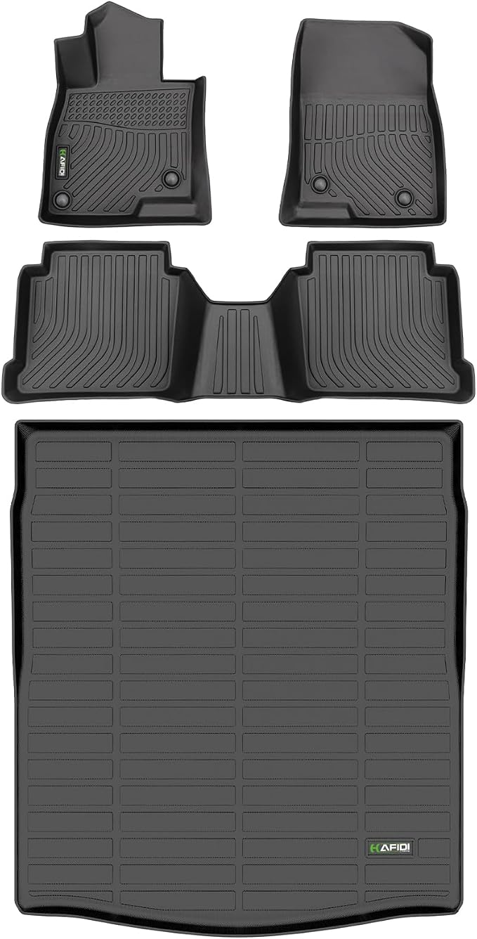 Floor Mats & Cargo Liner Custom for 2014-2021 Mazda 6 All Weather Protection TPE Anti-Slip Automotive Full Set Floor Liners Custom Mazda6 Accessories - Black