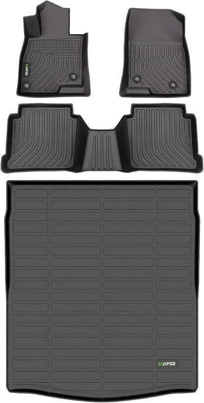 Floor Mats & Cargo Liner Custom for 2014-2021 Mazda 6 All Weather Protection TPE Anti-Slip Automotive Full Set Floor Liners Custom Mazda6 Accessories - Black