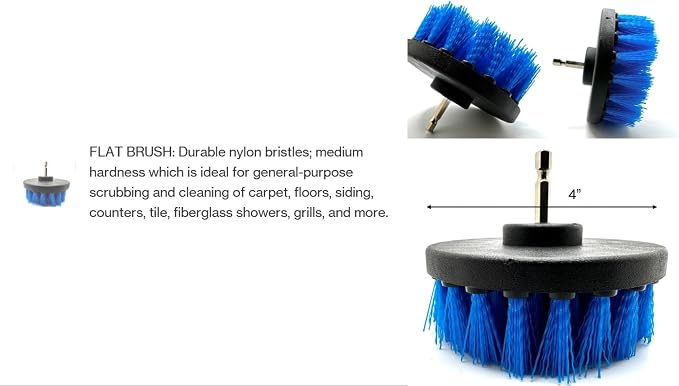 4 Piece Drill Brush Attachment Set, Scrubbing Pad and Sponge - Power Brush Scrubber Deep Cleaning Kit for Bathroom Kitchen Boat Car Grout Floor Tub Shower Tile Surfaces