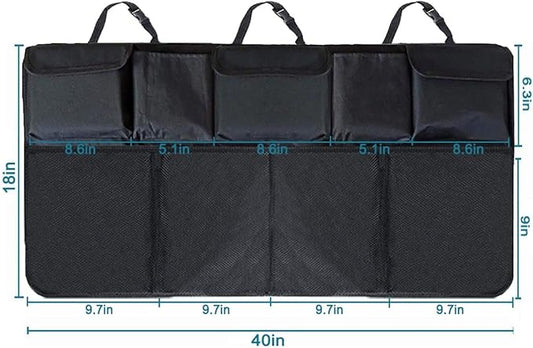 AOPHY Trunk Organizer for Car, Large Capacity Car Organizers and Storage with 9 Pockets, Waterproof Backseat Hanging Organizer for SUV, Truck, MPV, Interior Accessories for Men and Women