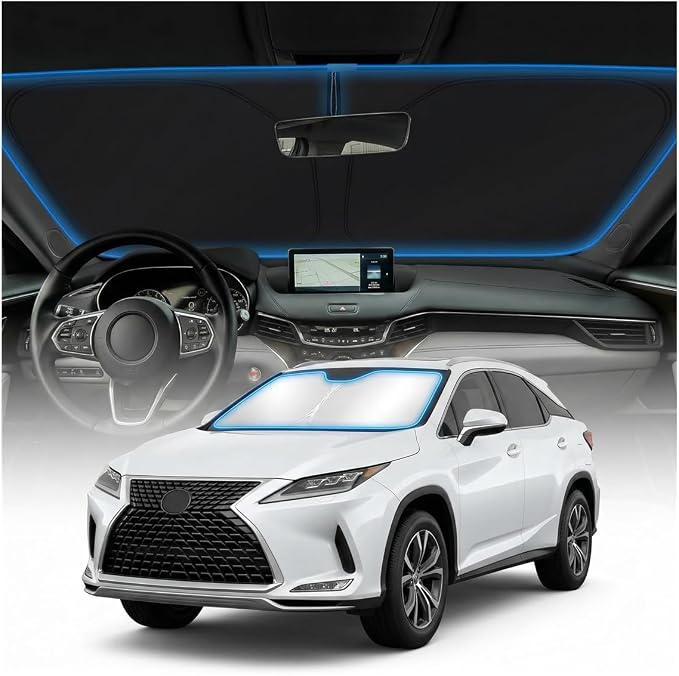 for Lexus RX 350 450h Windshield Sun Shade Cover - Custom Fit for RX Accessories 2016-2022 Foldable Sunshade UV Protection & Heat Shield Sun Visor Accessories