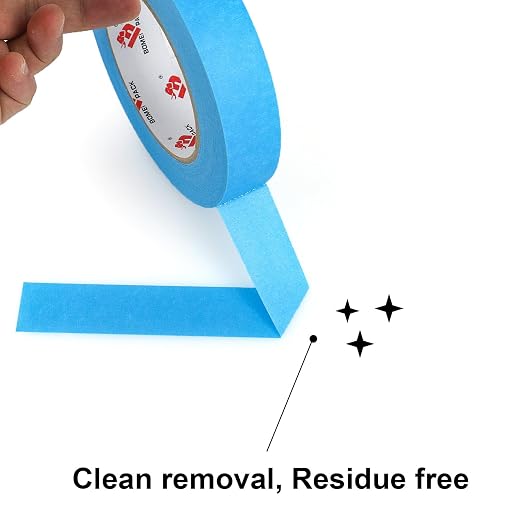 BOMEI PACK Blue Painters Tape 1 Inch Bulk - Paint Tape 6 Rolls x 1 Inch x 60 Yards - Painter's Tape Sky Blue Masking Tape for Walls Painting, DIY Crafting and School Projects, Total 360 Yards