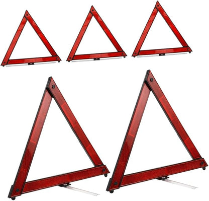 KICHOUSE 5pcs Foldable Reflective Safety Triangle Kit Emergency Road Warning Signs for Vehicles Increased Visibility Compact Design for Roadside Assistance and Traffic Safety