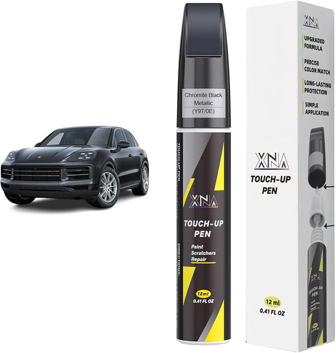 XNA Chromite Black Metallic(Y9T/0E) for Porsche Touch Up Paint, Car Scratch Remover for Nicks and Chips Repair, 2-In-1 Quick & Easy Fix Car Scratch Repair Kit with Exact Color-Matched
