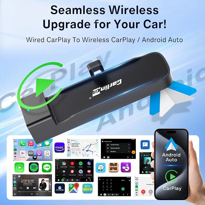 Carlinkit FireDrive Link Pro HDMI Car TV Converter for Fire TV Stick Streaming, Wireless Apple CarPlay & Android Auto Adapter, Compatible with Wired CarPlay Cars, 3 in 1 Dongle, Plug & Play