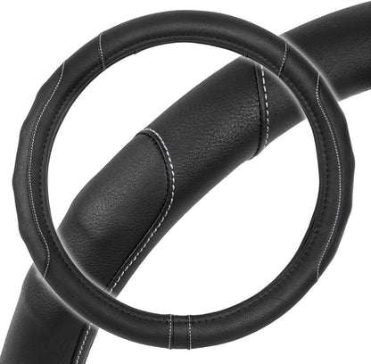 Motor Trend Ergonomic Steering Wheel Cover/Protector for Small Size Steering Wheels in Cars, SUVs, Boats (13.5-14.5") (Drive Pro Comfort Grip (Black/Gray Stitching))