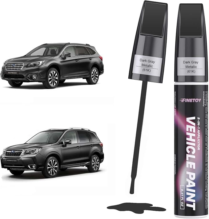 Dark Gray Metallic(61K) Touch up Paint for Subaru, Quick & Easy Fix for Car Scratches, 2 in 1 Car Touch up Paint with Pen Tip and Brush, Auto Scratch Repair Pen with Exact Color Match