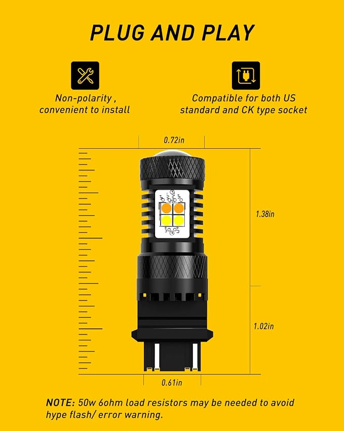 AUXITO 3157 Switchback LED Turn Signal Bulbs, 3157 LED Bulb White and Amber Dual Color 3057 3457 4157 LED Bulbs with 3030 Chipsets for Turn Signal Lights Parking Lights Tail Lights, (Pack of 2)
