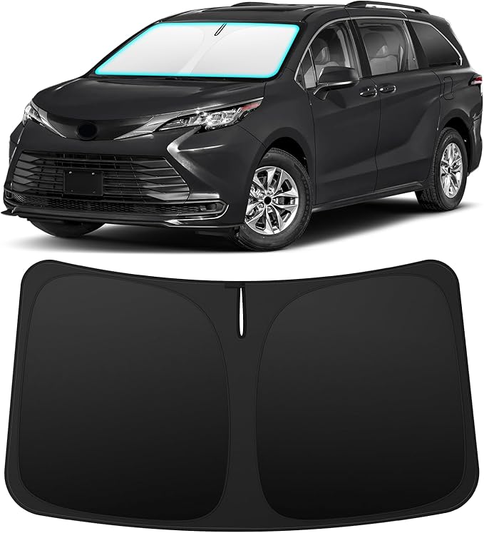 INSAUTO Custom Fit Windshield Sun Shade Accessories for Toyota Sienna 2021-2026, Foldable Front Window Sunshade, UV & Heat Reflector, Keeps Interior Cool, Includes Storage Bag
