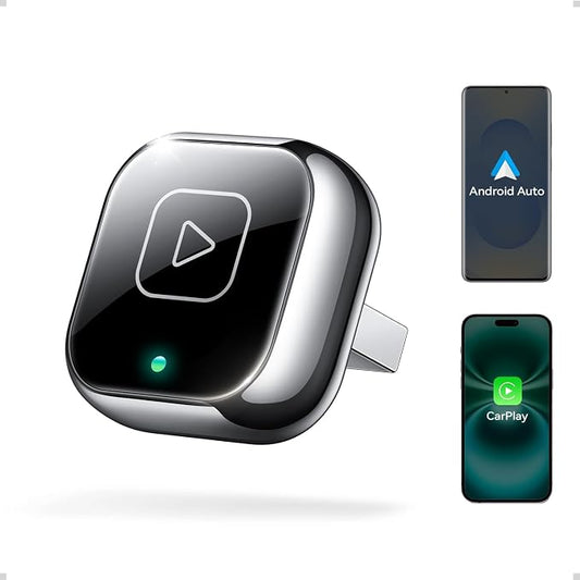 Wireless Carplay & Android Auto Adapter, Metal Design Mini & Stable 2-in-1 Dongle, Convert Vehicle's Wired CarPlay/AA to Wireless, for iOS 10+/Android 11+ & Cars from 2016