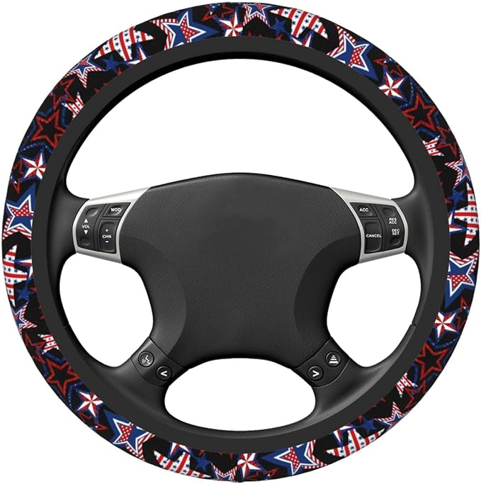 Memorial Day Patriotics Steering Wheel Cover Forth of July America 250 Anti-Slip,Sweat Absorption Universal 15 inch Steering Wheel Covers Cute car Accessories for Women