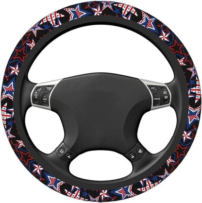Memorial Day Patriotics Steering Wheel Cover Forth of July America 250 Anti-Slip,Sweat Absorption Universal 15 inch Steering Wheel Covers Cute car Accessories for Women