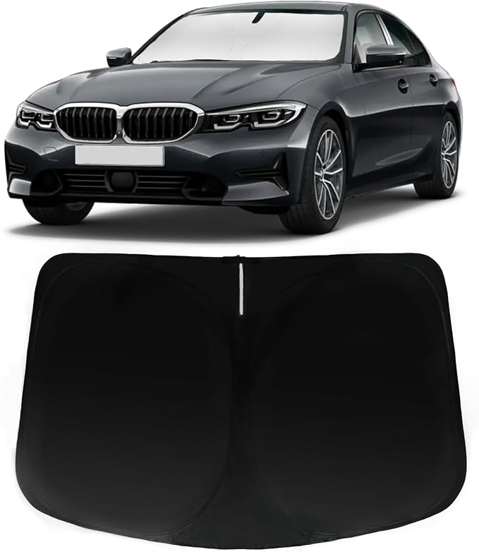 Windshield Sun Shade for 2019-2026 BMW 3 Series 328i 330i 335i 320i 325i F30 F31, Car Front Window Sunshade with 240T Sun Visor Protector Blocks UV Rays Heat Sun Shield Accessories