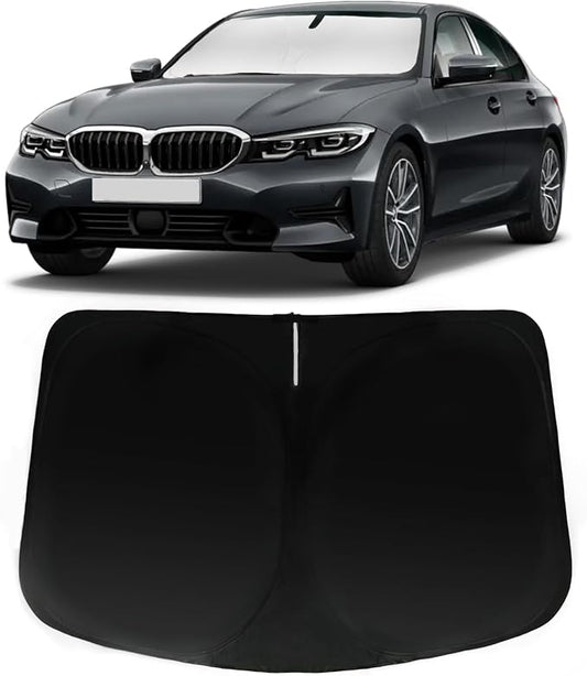 Windshield Sun Shade for 2019-2026 BMW 3 Series 328i 330i 335i 320i 325i F30 F31, Car Front Window Sunshade with 240T Sun Visor Protector Blocks UV Rays Heat Sun Shield Accessories