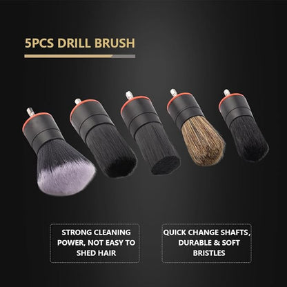 SPTA Drill Brush Attachment, 5 Pcs Mixed Hair Drill Brush Head Set, Auto Detail Set, Replacement Car Detail for Cleaning Interior or Exterior, Used on Electric, Electric Driver