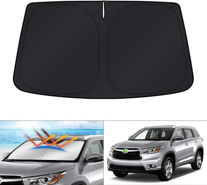 KUST Windshield Sun Shade for Toyota Highlander 2014-2017 2018 2019 Window Accessories Sun Visor Protector Sun Cover Foldable Block UV Rays