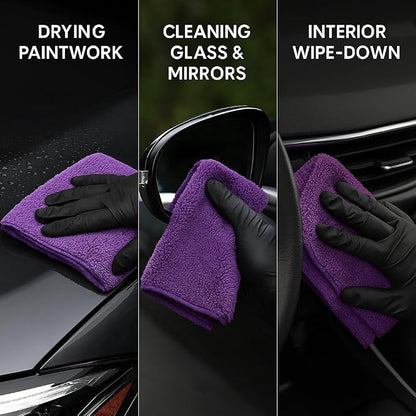 6 Pack Reusable Pak Details Micro Fiber Towels Car Detailing | 16x24 Ultra-Absorbent & Dual-Sided Car Microfiber Towel for Polishing, Wax Removal & Buffing | Lint & Streak-Free | Auto Cleaning Cloths