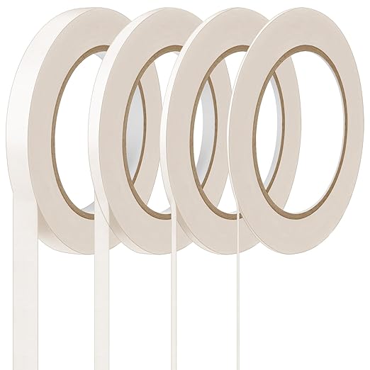 Epakh 4 Pack Painters Tape, Pinstripe Masking Tapes in 1/16, 1/8, 1/4 and 1/2 Inch Wide Suitable for Multi-Surface Automotive DIY Painting Labeling Arts Crafts Car Spray General Purpose(White,55 yd)