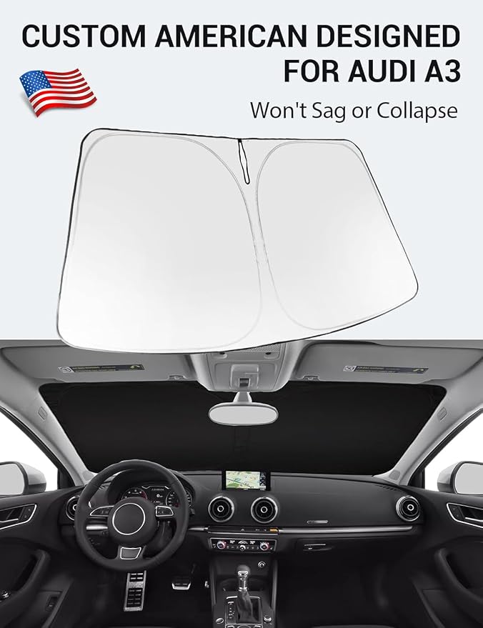 Proadsy 2026 Upgrade Front Windshield Sun Shade Foldable Sunshade Protector Custom Fit 2014-2020 Audi A3 Accessories