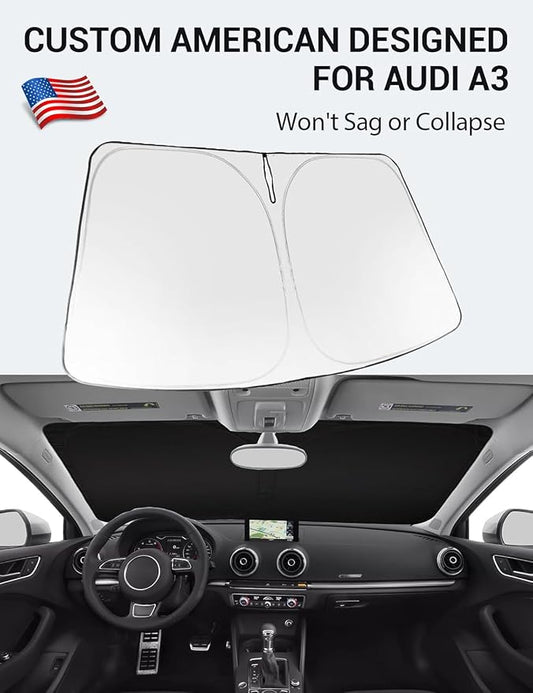 Proadsy 2026 Upgrade Front Windshield Sun Shade Foldable Sunshade Protector Custom Fit 2014-2020 Audi A3 Accessories