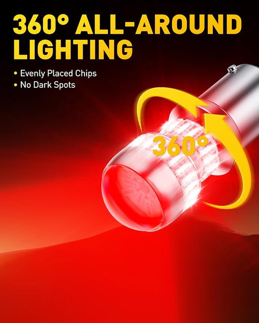AUXITO Upgraded 1157 2357 LED Bulb Red for Tail Lights Brake Lights Super Bright 2057 2357 7528 BAY15D LED Replacement Light Kit for Tail Stop Brake Signal Running Lights, Pack of 2