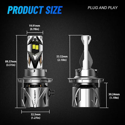 NOVSIGHT 9008/𝑯13 Fog LED Bulbs Upgrade, 900% Brighter 95,000LM, 240W Performance, Enhanced Cooling, 5-Min Installation, 100,000+ Hour Lifespan, IP68 & CANBUS Compatible, Pack of 2