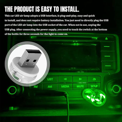 USB LED Car Interior Atmosphere Light, Car USB Night Light, Plug-in Auto Ambient Lighting Retro Lamps, Touch Adjustment LED Automotive Night Lamp Auto Accessories for bedrooms Camping (Green)