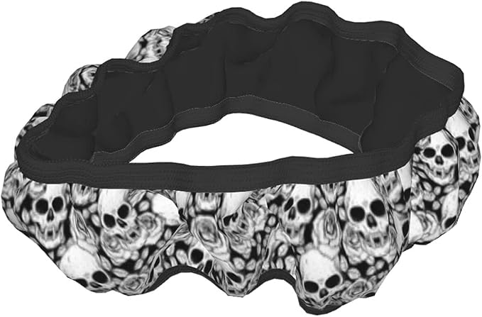 Skull Steering Wheel Cover Non Slip Black and White Neoprene Steering Wheel Protector Covers Universal 15 inch for Women Men Car Accessories