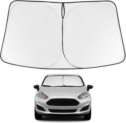 Proadsy 2026 Upgrade Windshield Sun Shade Custom Fit 2017-2019 Ford Fiesta Foldable Front Sunshade Protector Sun Visor Blocks UV Rays Keep Car Cooler
