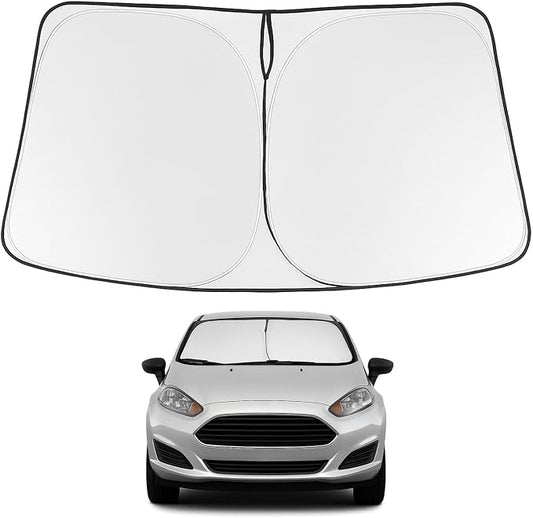 Proadsy 2026 Upgrade Windshield Sun Shade Custom Fit 2017-2019 Ford Fiesta Foldable Front Sunshade Protector Sun Visor Blocks UV Rays Keep Car Cooler