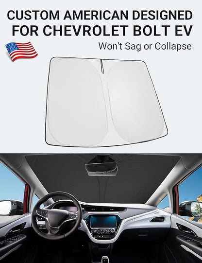 Proadsy 2026 Upgrade Front Windshield Sun Shade Foldable Sunshade Protector Custom Fit 2017-2023 Bolt EV Hatchback, Premier Hatchback (NOT for Chevy Bolt EUV) Accessories