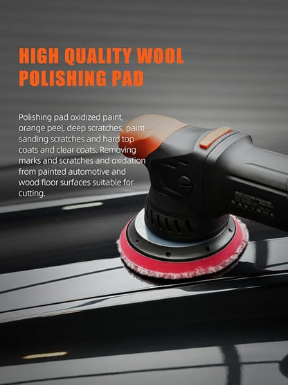 SPTA Wool Polishing Pads, 2Pcs 6 Inch (150mm) Wool Cutting Pad, Short Hair Wool Buffing and Polishing Pad Set, Wool Buffing Wheel for Heavy Cut for 6 Inch Car Polisher Polishing, Buffing and Cutting