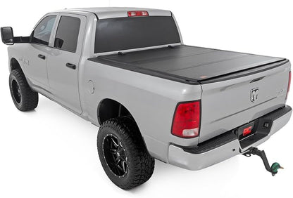 Rough Country Hard Flip Up Truck Bed Tonneau Cover for Ram 1500, Classic (2009-2018) - Fits 5'7" (67.4") Bed, Weather-Resistant, Tri-Fold Aluminum Panels