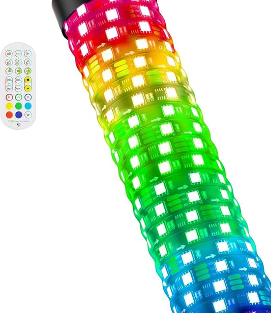 Ehaho 3FT Fat Whip Lights for UTV ATV, Led Fatty Whip Light W/Rocker Switch & 3 Flags, Brighter Spiral Chasing Lighted Antenna Whip with APP & Remote Control for RZR SXS