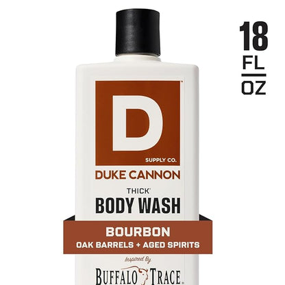 Duke Cannon Supply Co. Thick High Viscosity Body Wash - 3X Thicker, Cleansing Shower and Bath Gel, Mineral-Enriched Body Wash for Men - Big American Bourbon - Mens Body Scrub - Bourbon (18 oz)