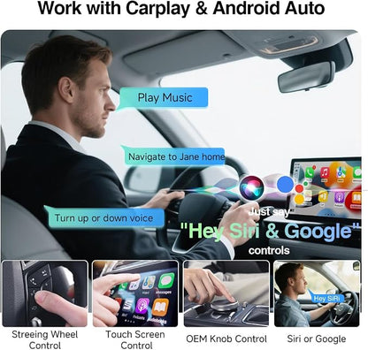 Wireless CarPlay Adapter for iPhone, Android, 2026 Upgrade Convert Wired to Wireless Apple CarPlay Adapter, Mini Size USB Stable Control, Plug and Play