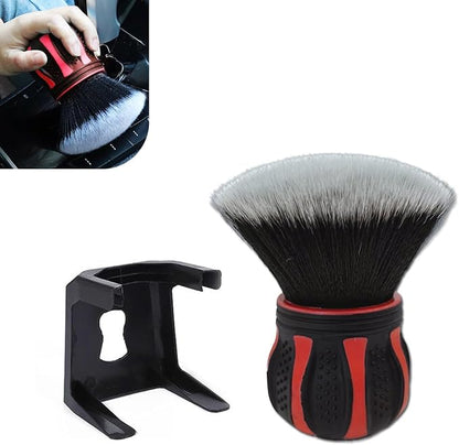 1 PC Car Detail Brush, Spherical Ultra Soft Detailing Brush, Spherical Detail Brush with Storage Rack, Universal Car Cleaning Tools, for Most Cars, Trucks, SUVs (Red)