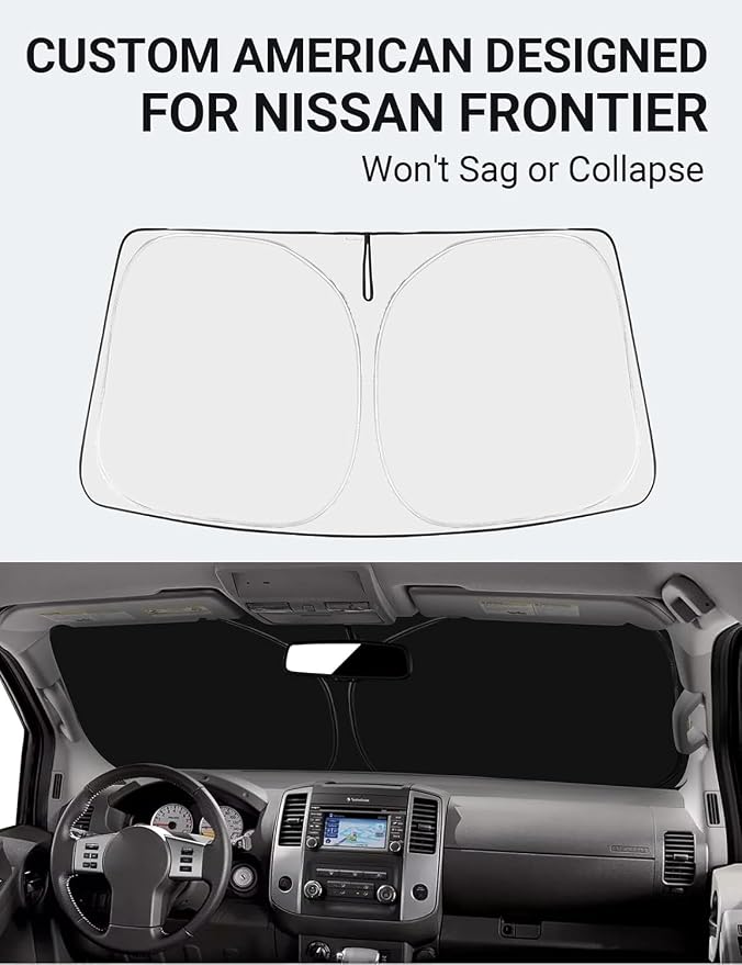 Proadsy 2026 Upgrade Front Windshield Sun Shade Foldable Sunshade Protector Custom Fit 2005-2021 Nissan Frontier, 2Dr 4Dr KingCab CrewCab Pickup Accessories